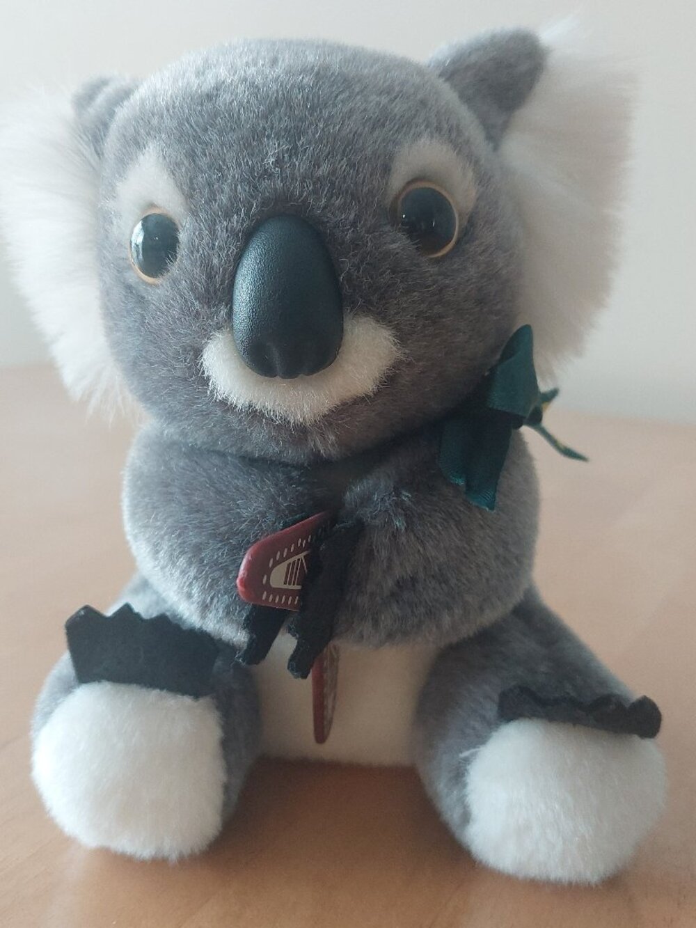 Australian Souvenir Koala Plush Stuffed Animal Holding Boomerang and Ribbon Bow